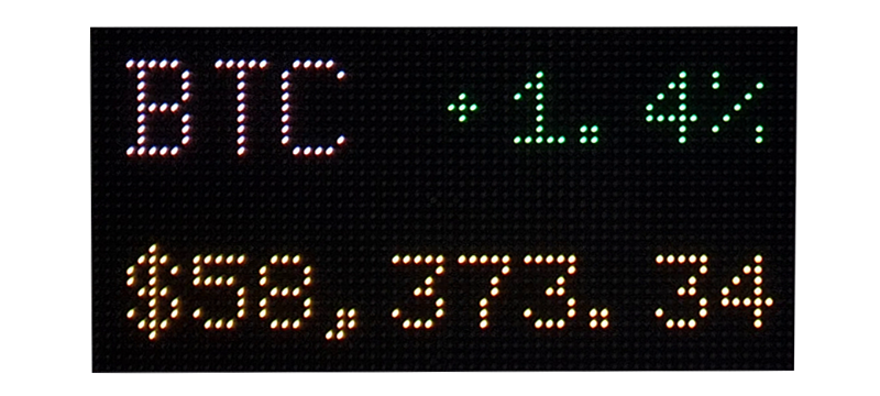 Bitcoin price in text mode on the LED display