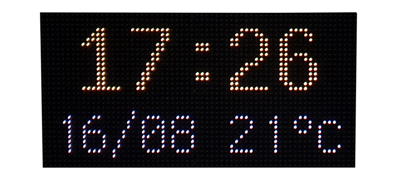 Time, date and temperature on the LED display
